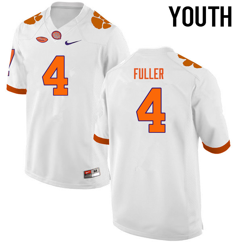 Youth Clemson Tigers #4 Steve Fuller College Football Jerseys-White